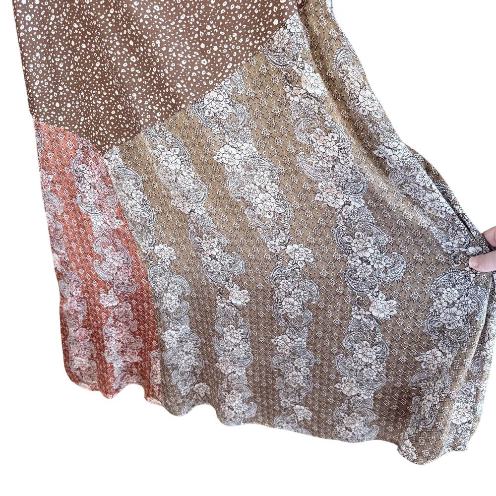 Mystree Brown Patchwork Boho Prairie Cottagecore … - image 4